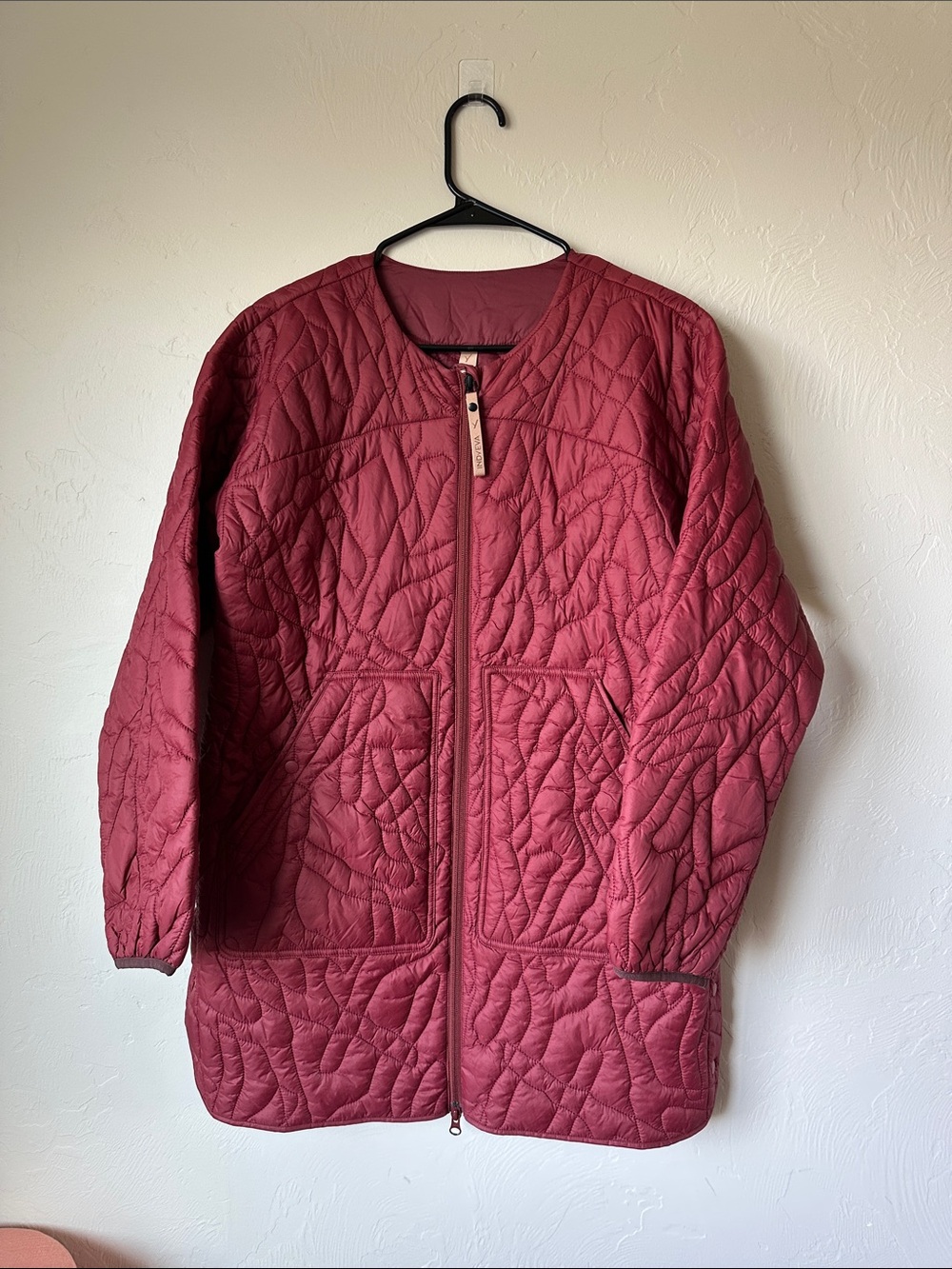 Indyeva Quilted Long Zip Puffer Jacket - Wine